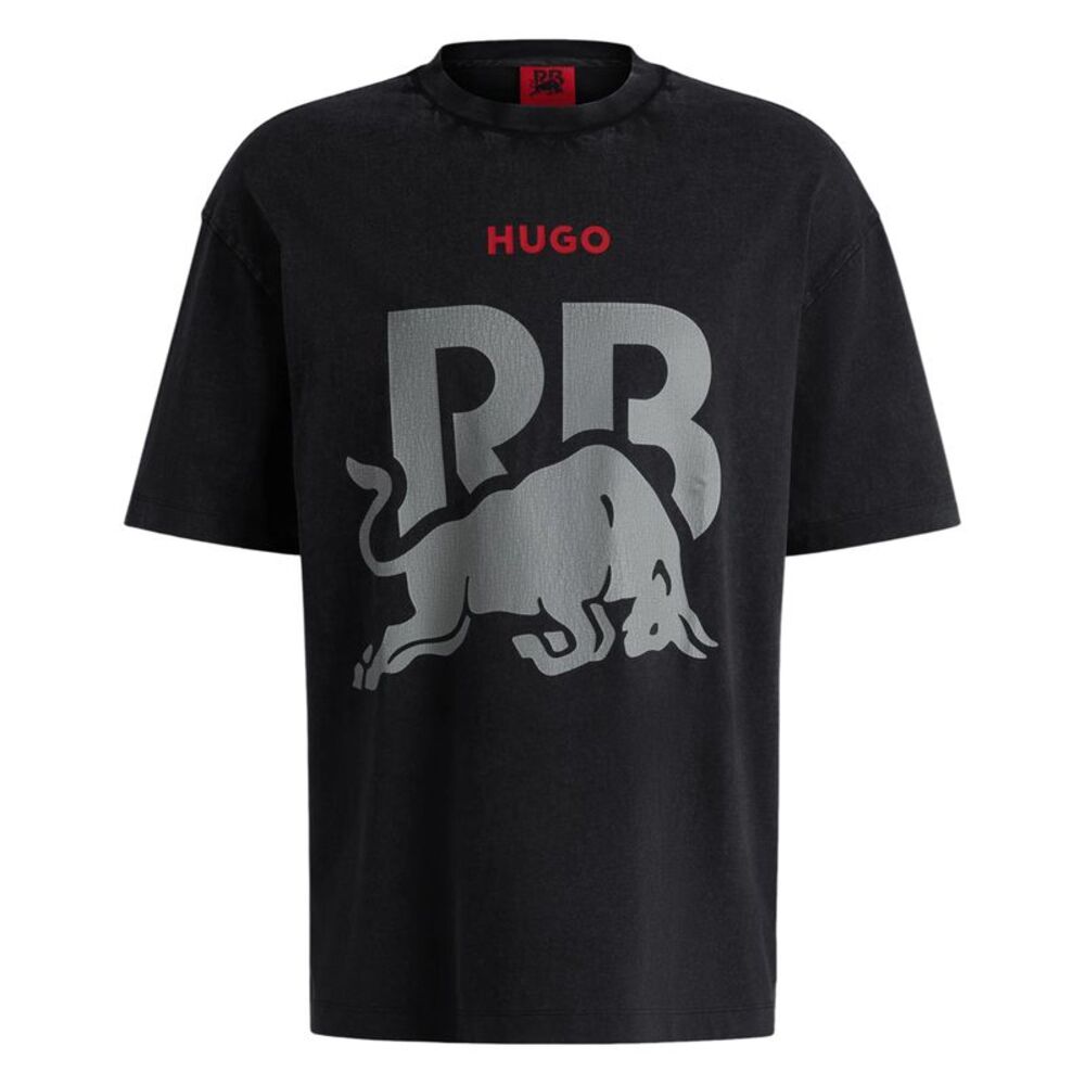 Hugo Unisex Adult RB F1 Racing Graphic Print Oversized T-Shirt / Black